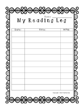 Preview of Reading Fluency Log