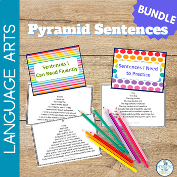 Preview of Oral Reading Fluency Practice BUNDLE - Fluency Pyramid Sentences - Task Cards