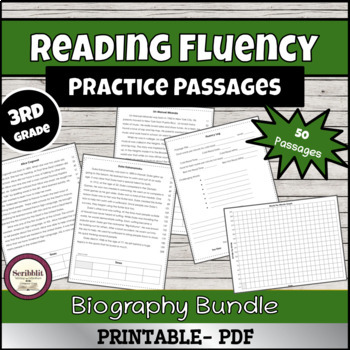 Preview of Reading Fluency Passage Bundle: 50 3rd Grade Level Biographies