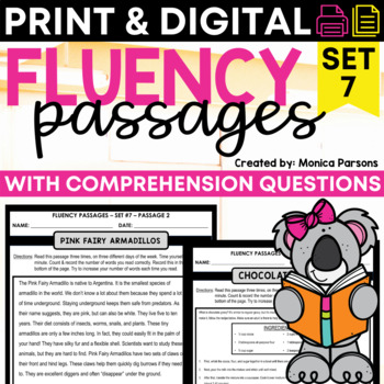 Preview of Reading Fluency Passages & Comprehension Questions