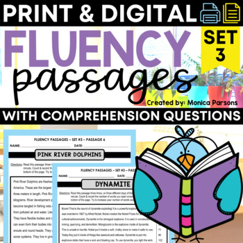 Preview of Reading Fluency Passages & Comprehension Questions | Nonfiction Text | Set 3