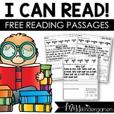Miss Kindergarten FREE Decodable Readers Reading Fluency Passages