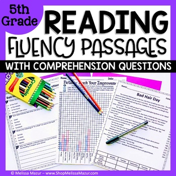 Preview of Reading Fluency Passages and Comprehension Questions 5th Grade