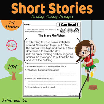 Preview of Reading Fluency Passages and Comprehension Questions