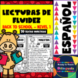Reading Fluency Passages in Spanish - Back to School Set -