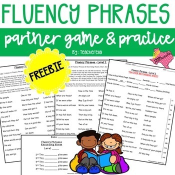 Preview of Reading Fluency Phrases Partner Game & Practice (390 Fry Phrases) - SAMPLER