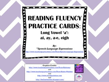 Preview of Reading Fluency Practice Cards (Long Vowel a: ai, ay, a-e, eigh)