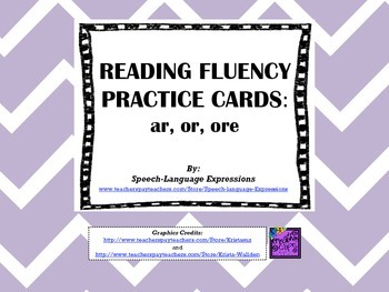 Preview of Reading Fluency Practice Cards (ar, or, ore)