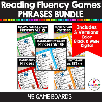 Preview of Reading Fluency Practice Games Phrases Roll & Read Oral Reading Fluency Center