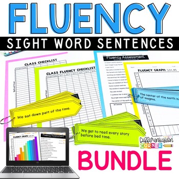 Preview of Sight Word Fluency Sentences Reading Fluency Practice and Assessment BUNDLE