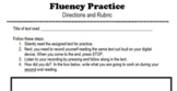 Reading Fluency Practice and Rubric