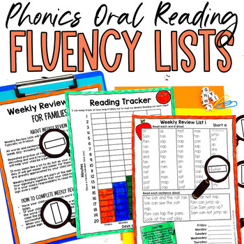 Preview of Reading Fluency Practice Oral Reading Lists with Student Data Tracking Sheets