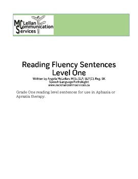 Preview of Reading Fluency Sentences for Aphasia