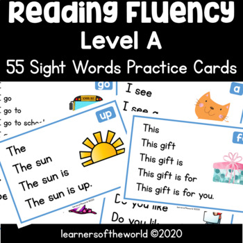 Preview of Reading Fluency Sight Word Sentence Trees Practice Cards - Level A