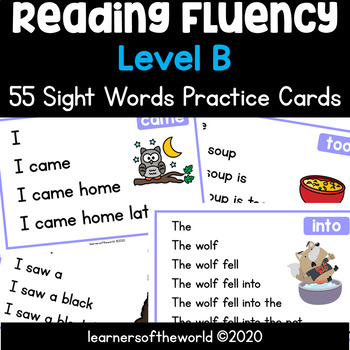 Preview of Reading Fluency Sight Word Sentence Trees Practice Cards - Level B