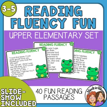 Preview of Reading Fluency Task Cards - Set 2 Upper Elementary - Fun Read Aloud Passages
