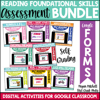 Preview of Reading Foundational Skills Digital Assessment BUNDLE  Google Forms