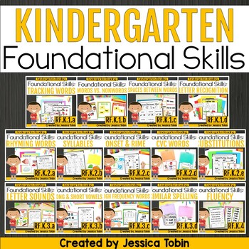 Preview of Kindergarten Phonics, Phonemic Awareness, Vocabulary, Word Recognition RF Bundle