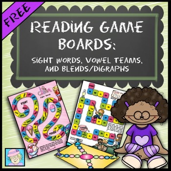 Preview of Reading Game Boards FREE Sight Words, Vowel Teams Centers, Blends, Digraphs