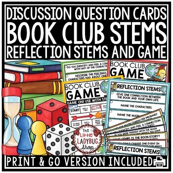 Preview of Reading Response Discussion Stems Cards Book Club Questions Literature Circles