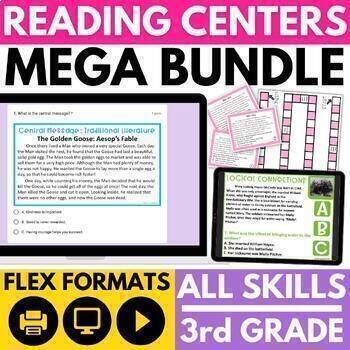 Preview of 3rd Grade Reading Centers Activities Comprehension Strategies Games Test Prep