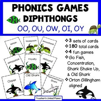 Preview of Diphthongs Reading/Phonics OG Games - Multisyllabic words
