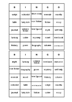 Reading Genre Bingo by Mr Postmans Classroom | TPT