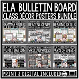 Reading Genre Grammar ELA Classroom Decor Posters Writing Process Bulletin Board
