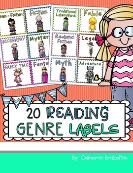 reading genre labels for book bins or classroom library by