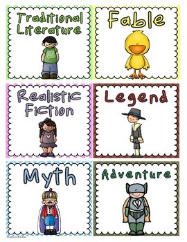 reading genre labels for book bins or classroom library by cameron