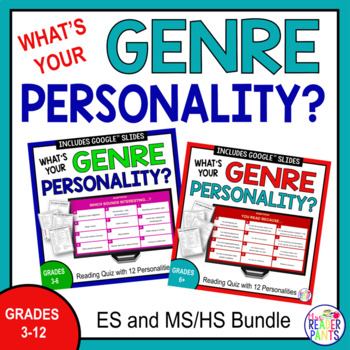 Preview of Reading Genre Personality Quiz Bundle - Genre Reading Test - Reading Interest
