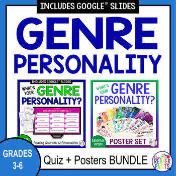 Preview of Elementary Genre Personality Quiz - Genre Personality Type Posters - BUNDLE