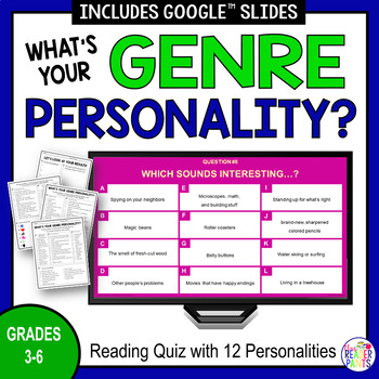 Preview of Reading Genre Personality Test - Reading Genre Interest - Fun Reading Activity