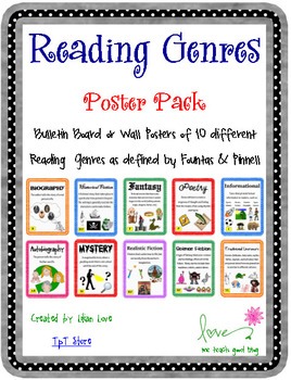 Preview of Reading Genre Poster Set with Definitions WITHOUT the Yellow Boxes!