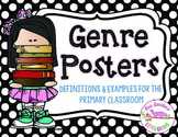 Reading Genre Posters Black and White Polka Dot