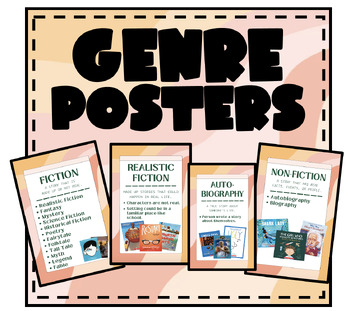Preview of Reading Genre Posters | Classroom Decor: Retro, Boho, Color | Reading Standards