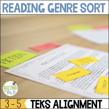 Preview of Reading Genre Study Characteristics & Examples Sort - TEKS aligned