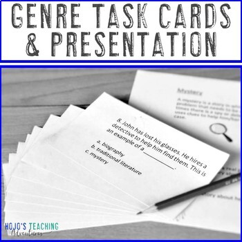 Preview of Reading Genre Task Cards & Presentation