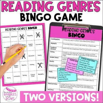 Reading Genres Bingo Game - For 4th, 5th, 6th Grade by Books Babbles ...