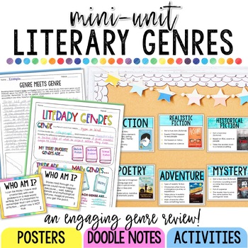 Preview of Reading Genres Mini-Unit | Genre Posters, Activities, Worksheets, & Quiz