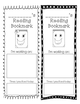 Reading Goal Bookmark By Friendly First Teachers Pay Teachers