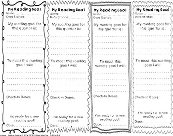 Reading Goal Bookmarks By Fantastically Fourth Grade Tpt