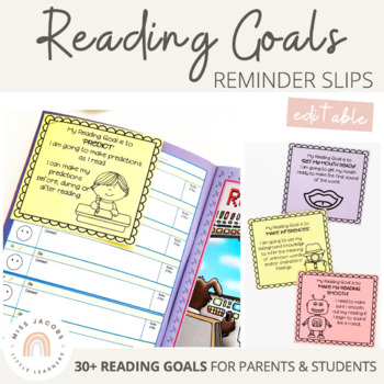 Preview of Reading Goals - Reminder Slips | Editable