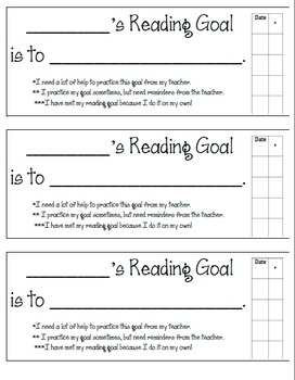 Preview of Reading Goal & Rubric