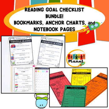 Preview of Reading Goal Setting Bundle - Reading Strategies Bookmarks - Goal Sheets