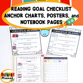 Preview of Reading Comprehension Goal Setting - Anchor Charts -  Reading Goal Checklists