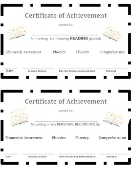 Preview of Reading Goal and Personal Record Certificates