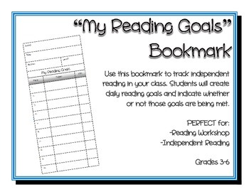 Reading Goals Bookmark By Fourth Grade Feats Teachers Pay Teachers