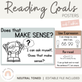 Reading Goals Posters  | Neutral Toned Classroom Decor