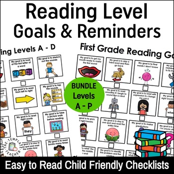 Preview of Reading Strategy Goals & Reminders for K - 3rd Grade (Reading Levels A - P)